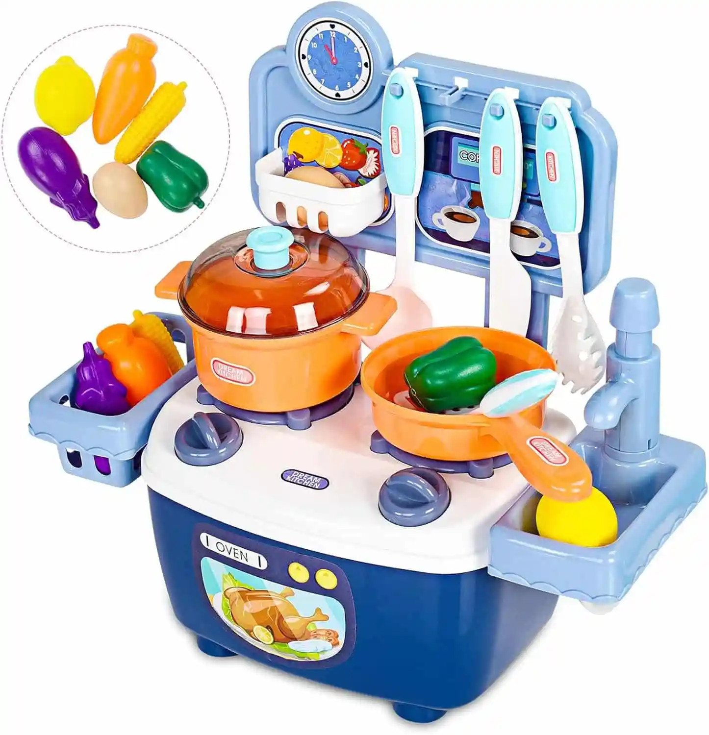 Jouer Ensemble De Cuisine pour Les Tout-Petits Âge 3-5 Comprennent Casserole, Poêle, Ustensiles, Fruits De Légumes avec Boîte-Cadeau