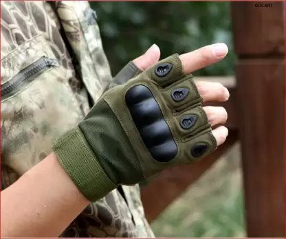 Gants tactiques demi-doigt armée militaire tir chasse escalade cyclisme gants de gymnastique et de fitness (vert) 