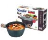  Mamite À SOUPE 24CM 4L REVÊTEMENT EN MARBRE AVEC POIGNÉES ET COUVERCLE EN BOIS SF-1110 (D9,45 X H3,54) POUCES