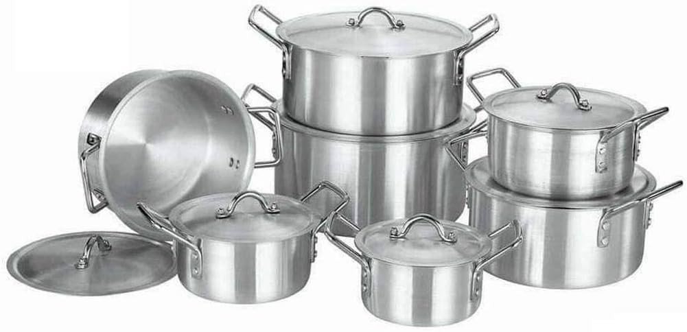 Ensemble de casseroles en aluminium avec 7 couvercles, ensemble de casseroles en aluminium de haute qualité